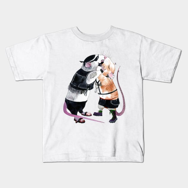 Kissing Rats Kids T-Shirt by argiropulo